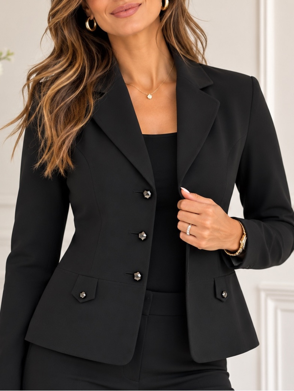 Tahari Black Tailored Blazer Jacket